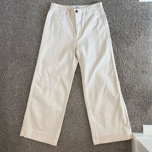 GAP | Cream High Rise Wide Leg Crop Jeans - Picture 5 of 12